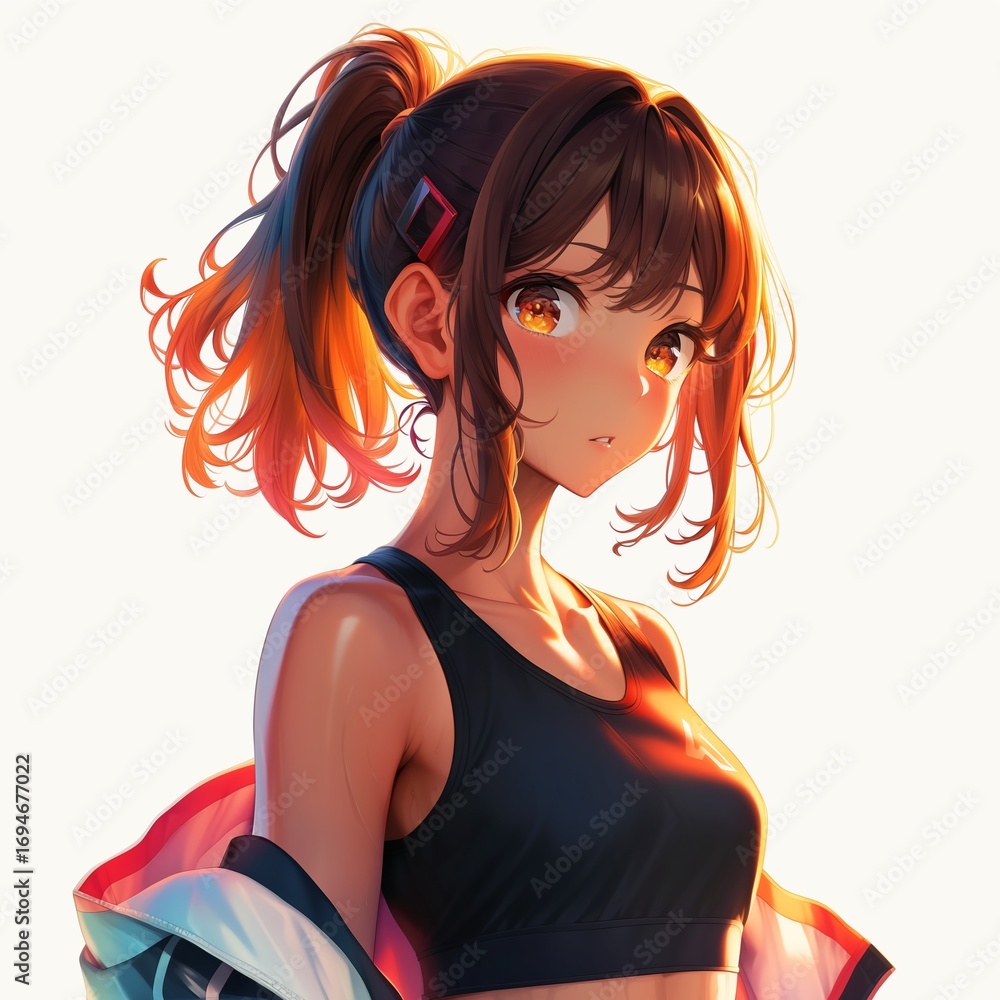 Naklejka premium アニメ調の美少女の切り抜き用素材