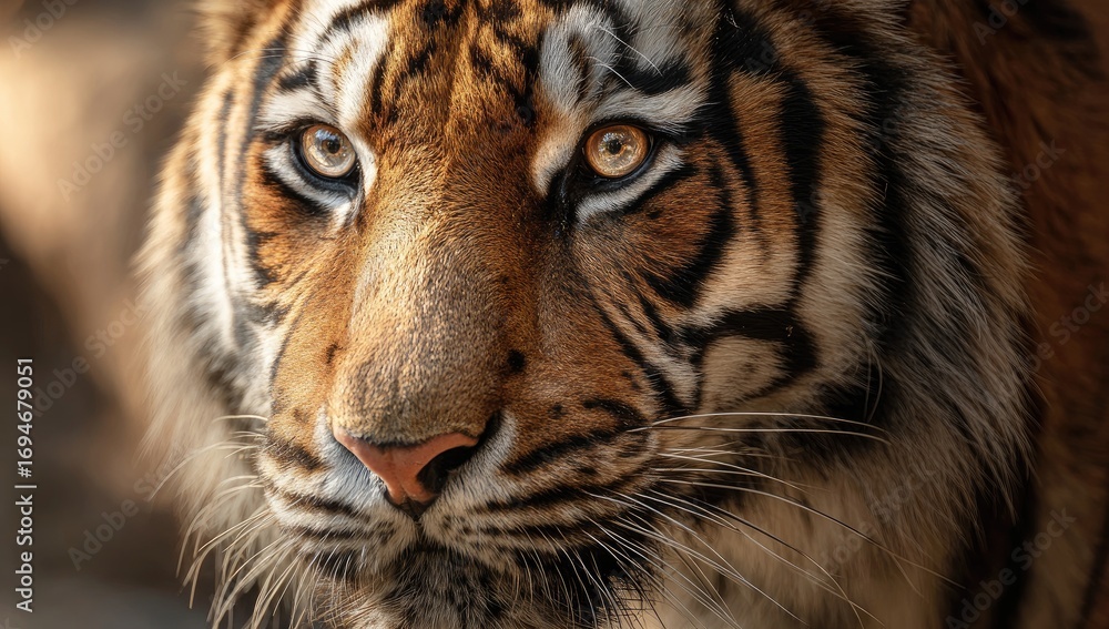 Fototapeta premium Close-up of a tiger's face. Fierce gaze