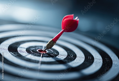 Red dart in bullseye of target