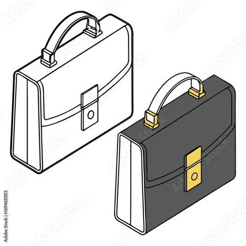 Professional briefcase illustration, ideal for business concepts, presentations, and corporate designs, representing success and professionalism