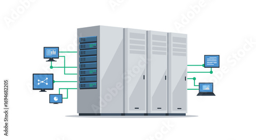 Modern data center technology connected to network devices