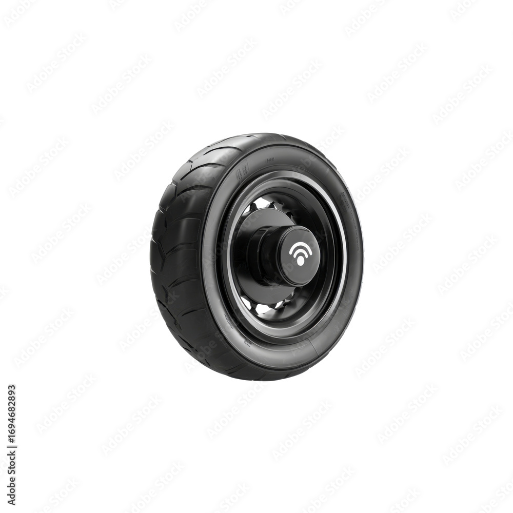 Obraz premium Smart Wheel with Wireless Connectivity 3D Render of Innovative Tire Technology