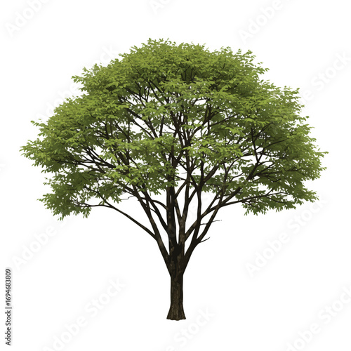 Realistic 2D vector illustration of an acacia tree, featuring intricate canopy details and a lifelike appearance against a clean white background.