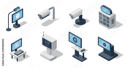 Isometric security technology: cameras, computers, and surveillance equipment
