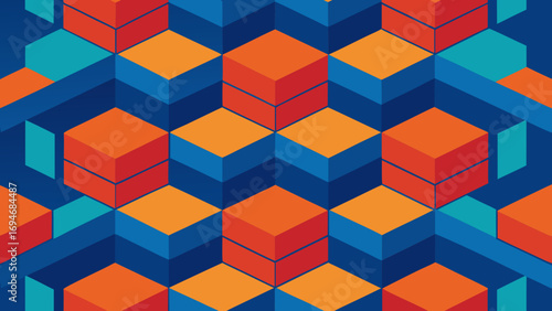 Geometric Cube Seamless Pattern Background