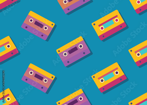 Retro Cassette Tape Pattern Background