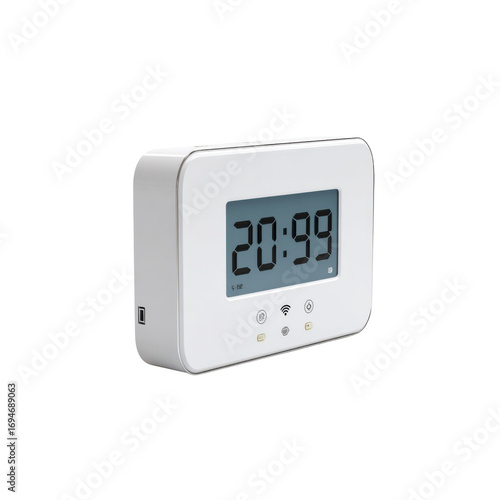 Modern White Digital Clock with USB Port and Wifi Connectivity
