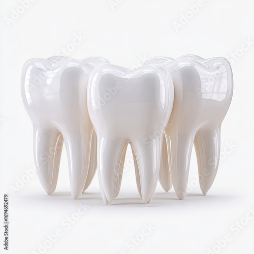 A cluster of glossy white teeth