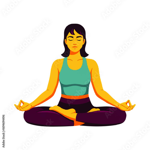 Woman in lotus position meditating for inner peace and relaxation in a calm, zen-like state