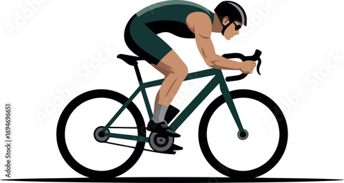 Athletic cyclist races bicycle speed triathlon sport professional athlete vector