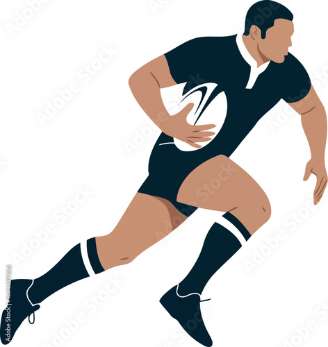 Rugby player running with ball action sport illustration vector