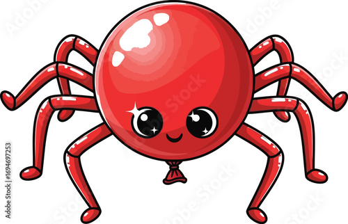 Cute red balloon spider character for children's party decorations