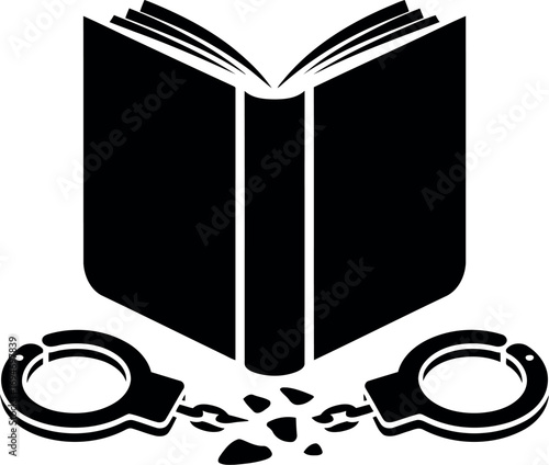 Breaking chains of ignorance open book symbol freedom knowledge wisdom vector