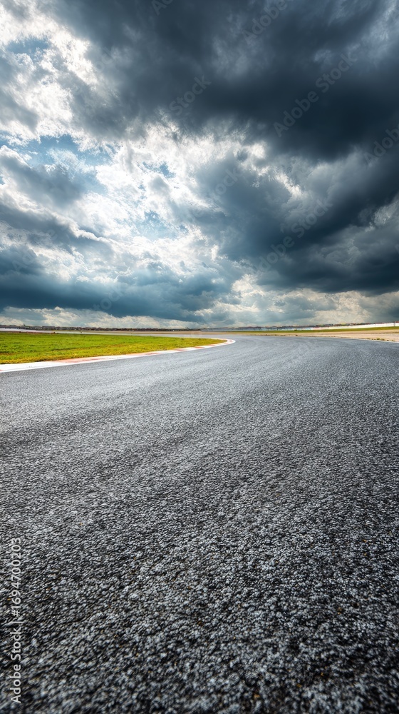 Fototapeta premium Racing track under a dramatic sky