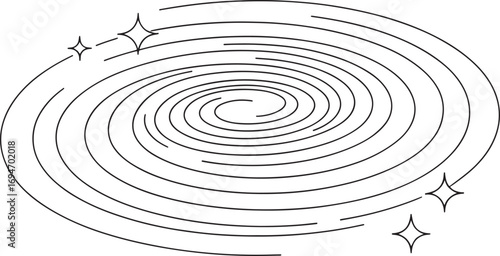 Cosmic Swirl A Black and White Depiction of a Galaxy Surrounded by Stars Hints at the Vastness of Space