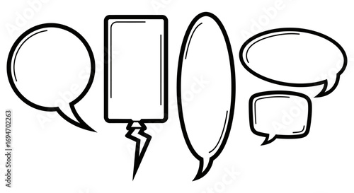 Collection of Speech Bubbles in Various Shapes, Perfect for Design and Communication Projects