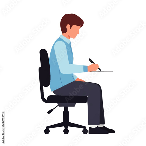 Man focused on writing at desk, ideal for business, education, or creative projects