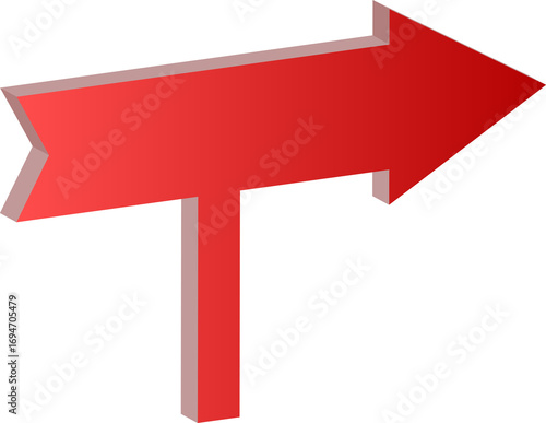 Red Arrow Standing on Vertical Line Isolated on Transparent Background