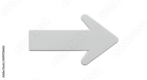 White 3D Arrow Right Icon on Transparent Background