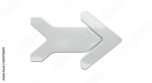 White 3D Arrow Right Icon on Transparent Background