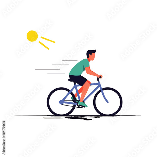 Man enjoying cycling outdoors on sunny day for fitness, leisure, and healthy lifestyle