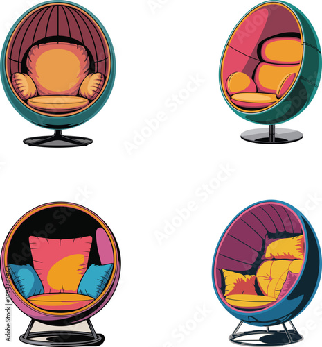 Modern Egg Chairs in Various Angles and Styles