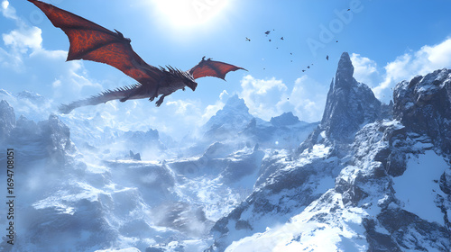 mountain landscape with a dragon