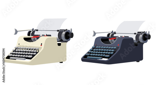 Vintage typewriters featuring classic design with dual color palette