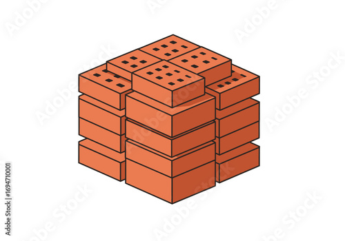 A cubic stack of orange bricks with dark holes arranged symmetrically