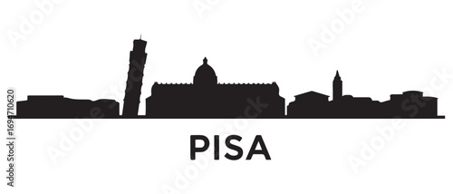 Pisa skyline silhouette. Black Pisa city design. Vector black silhouette. with white background