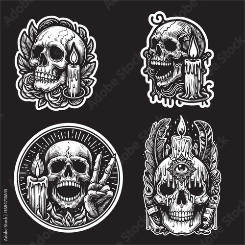 A vector illustration of Skull Head and candle light 