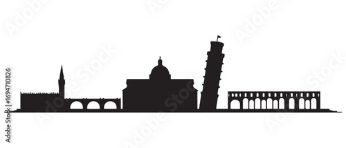 Pisa skyline silhouette. Black Pisa city design. Vector black silhouette. with white background