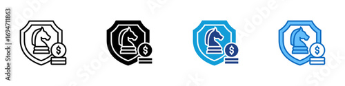 Wallpaper Mural Secure Strategy Multiple Style Icon Design Vector - Shield with chess knight and dollar symbol, representing secure financial planning or business strategy Torontodigital.ca