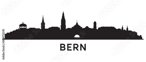 Bern skyline horizontal banner. Bern, Switzerland. Vector template for your design. Vector black silhouette. with white background