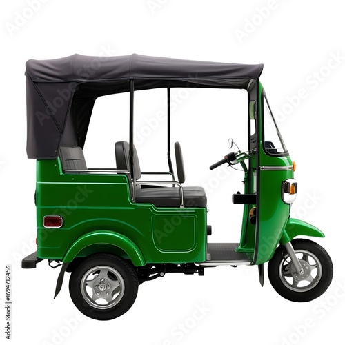 Green Three-Wheeled Passenger Auto Rickshaw