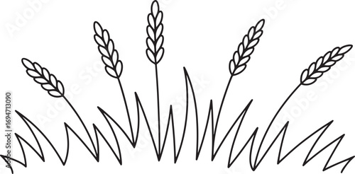Stylized Wheat Field Illustration with Flowing Grass Creating a Simple and Elegant Agricultural Scene Suitable for Various Design Applications