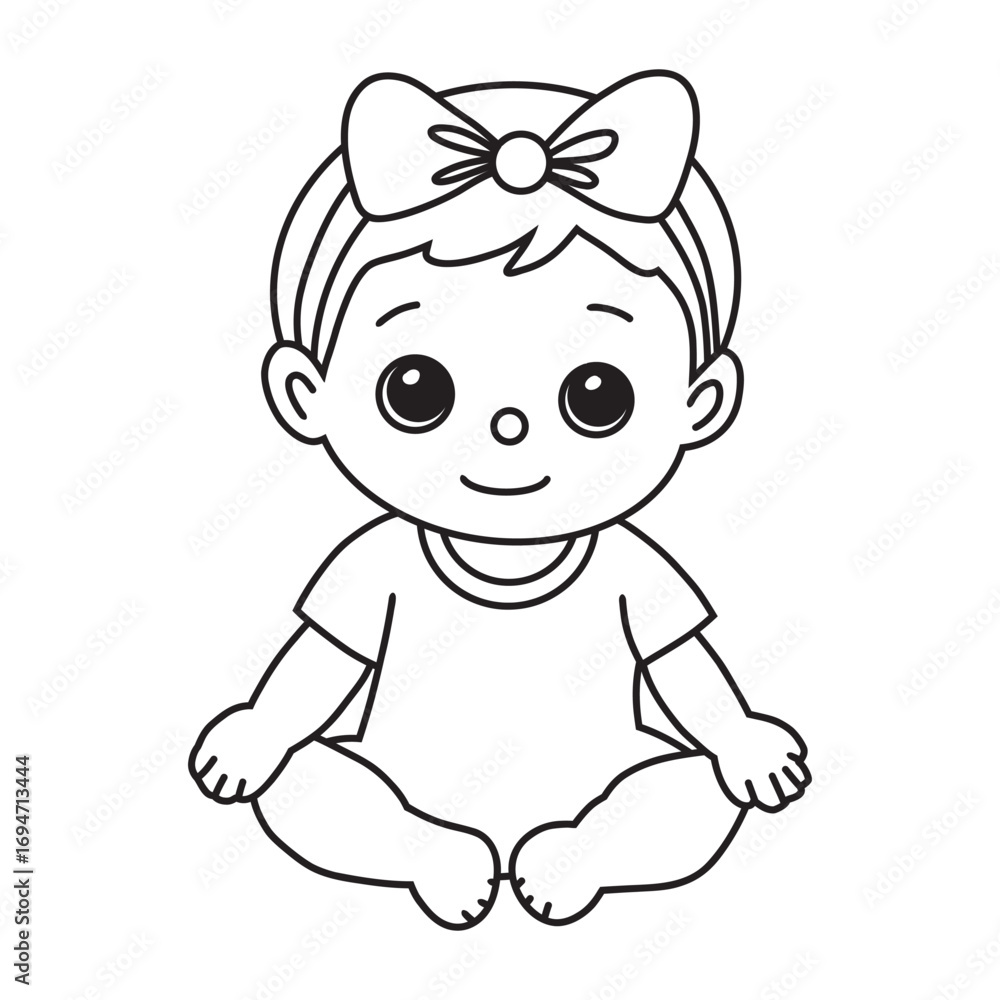 Obraz premium little baby girl sitting, vector illustration