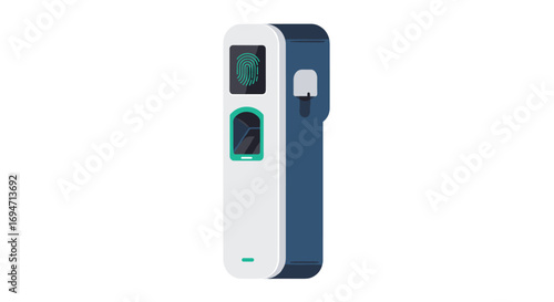 Modern smart door lock with fingerprint scanner and keypad
