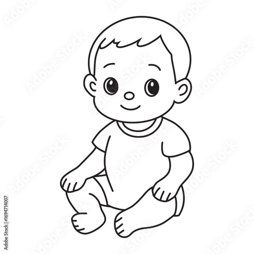 little baby boy sitting, vector illustration