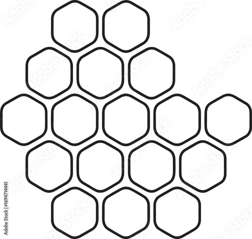 Honeycomb Pattern Illustration with Rounded Corners Black Outline Honeycomb Structure for Backgrounds and Creative Projects Bee Inspired Design