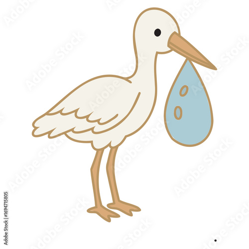 stork delivering a baby, vector illustration