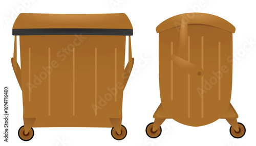 Metal dump trashcan container. vector	
