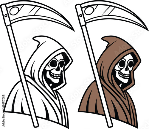Vector art of grim reaper with scythe