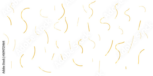 Abstract Scattered yellow confetti Golden Curves Lines creating a festive and celebratory atmosphere visually appealing White Background.	