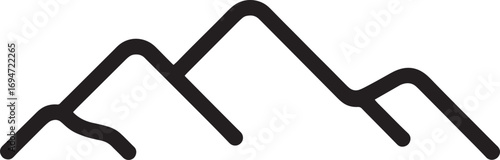 Simple Line Drawing of Mountain Peaks Minimalist and Modern Outdoor Adventure Symbol Isolated on White Background Graphic Design Element