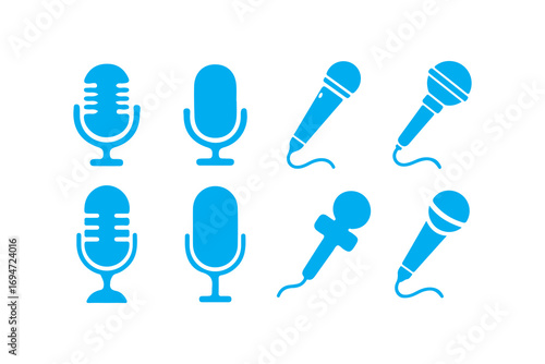 Collection of Vintage and Modern Microphones for Recording and Broadcasting. Vector illustration eps 10