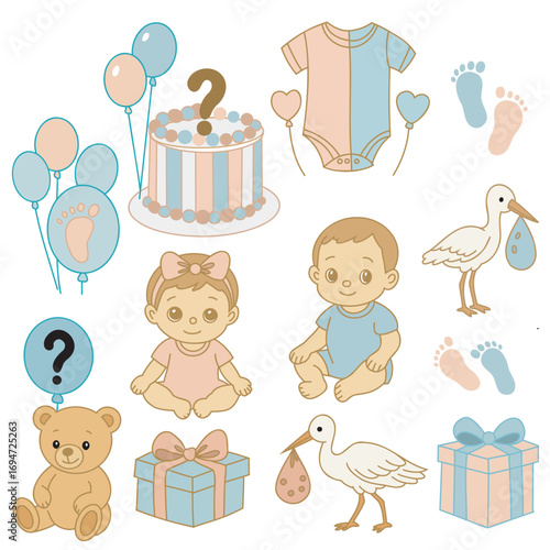 set of birthday elements