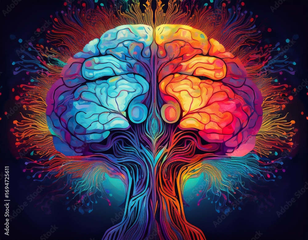 Obraz premium vibrant brain connection celebrating neurodiversity generative ai