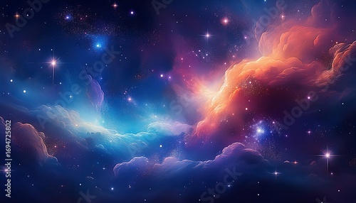 gorgeous space and twinkling stars background image with nebula gas cloud