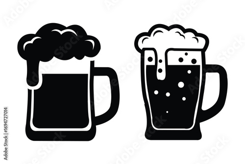 Beer Cup Vector Silhouette for Bar and Pub Design